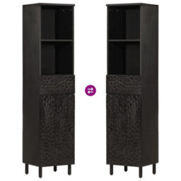 Berkfield Bathroom Cabinet Black 38X33X160 Cm Solid Wood Mango - thumbnail 6
