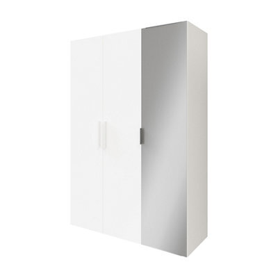GoodHome Atomia Freestanding Matt White Chipboard Mirrored Triple Wardrobe (H)2250mm (W)1000mm (D)580mm - image 1