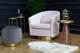 Orsina Set Of 2 Nesting Side Tables, Natural Amethyst Stone Tops With Veining, Reflective Gold Frame Finish - thumbnail 3