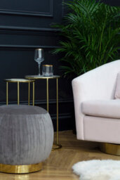 Orsina Set Of 2 Nesting Side Tables, Natural Amethyst Stone Tops With Veining, Reflective Gold Frame Finish - thumbnail 2