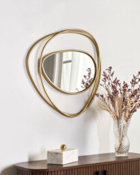 Beliani Wall Mirror Courcy 50 Cm 54 Cm Metal Gold - thumbnail 2