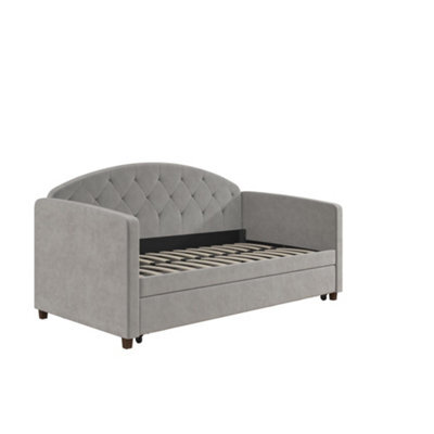 Dorel Home Aspen Daybed W Trundle Velvet Light Grey - image 1