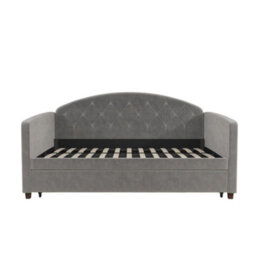 Dorel Home Aspen Daybed W Trundle Velvet Light Grey - thumbnail 2