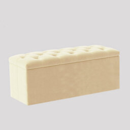 137Cm Luna Chesterfield Ottoman Storage Box - Cream Plush Velvet Upholstered Blanket Box - thumbnail 3