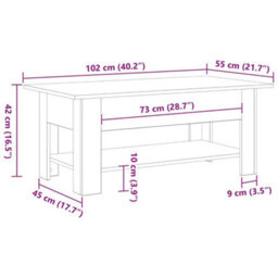 Berkfield Coffee Table In Black Oak, 102X55X42 Cm, Made From Engineered Wood - thumbnail 9