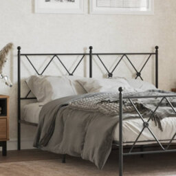 Berkfield Metal Headboard Black 137Cm - thumbnail 1