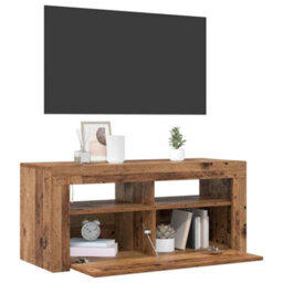 Walplus Tv Cabinet With Led Lights Old Wood 90X35X40 Cm Engineered Wood - thumbnail 5