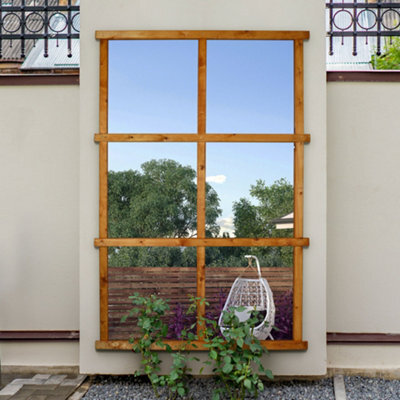 Mirroroutlet The Trellis Garden Mirror Large Wooden Wall Fence Or Leaner Mirror Scandinavian Spruce Wood180Cm X 119.5Cm - image 1