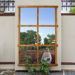 Mirroroutlet The Trellis Garden Mirror Large Wooden Wall Fence Or Leaner Mirror Scandinavian Spruce Wood180Cm X 119.5Cm - thumbnail 1