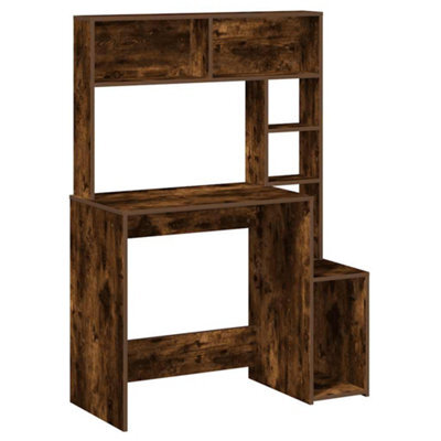 Berkfield Durable Desk With Shelves Smoked Oak 100X45X140 Cm Engineered Wood - image 1