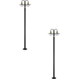 Stylish 2 Pack Black And Gold Ip44 Outdoor Bollard Light For Pathways - thumbnail 1