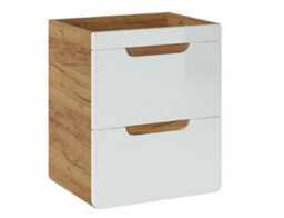 Impact Furniture Wall Hung 500mm Vanity Unit Small Bathroom Sink Cabinet With Drawers White Gloss Oak Compact Slimline Aruba - thumbnail 2