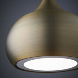 Led Ceiling Pendant Light 18W Cool White Bulb Matt Brass Hanging Dome Shade - thumbnail 4