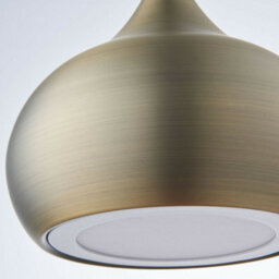Led Ceiling Pendant Light 18W Cool White Bulb Matt Brass Hanging Dome Shade - thumbnail 3