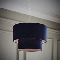 Valuelights Jodie Two Tier Navy Linen Ceiling Drum Lamp Shade (D)30Cm - thumbnail 2