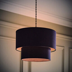 Valuelights Jodie Two Tier Navy Linen Ceiling Drum Lamp Shade (D)30Cm - thumbnail 3