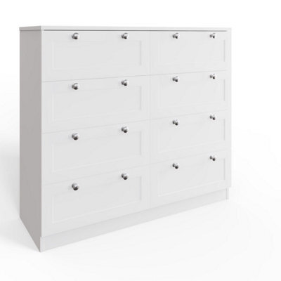 FWStyle White 8 Drawer Chest Of Drawers Panelled Bedroom Furniture - image 1