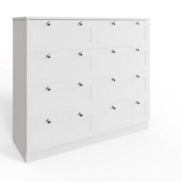 FWStyle White 8 Drawer Chest Of Drawers Panelled Bedroom Furniture - thumbnail 1