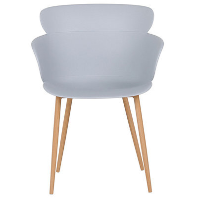 Beliani Grey Dining Chairs Set Of 2 - Ergonomic Back, Metal Legs With Light Wood Finish - image 1
