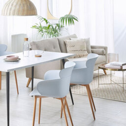 Beliani Grey Dining Chairs Set Of 2 - Ergonomic Back, Metal Legs With Light Wood Finish - thumbnail 2