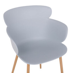 Beliani Grey Dining Chairs Set Of 2 - Ergonomic Back, Metal Legs With Light Wood Finish - thumbnail 6