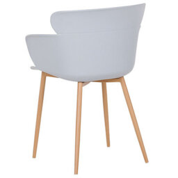 Beliani Grey Dining Chairs Set Of 2 - Ergonomic Back, Metal Legs With Light Wood Finish - thumbnail 5