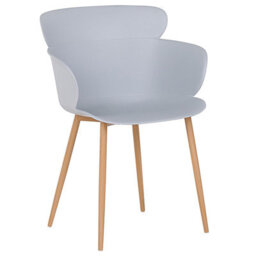 Beliani Grey Dining Chairs Set Of 2 - Ergonomic Back, Metal Legs With Light Wood Finish - thumbnail 4
