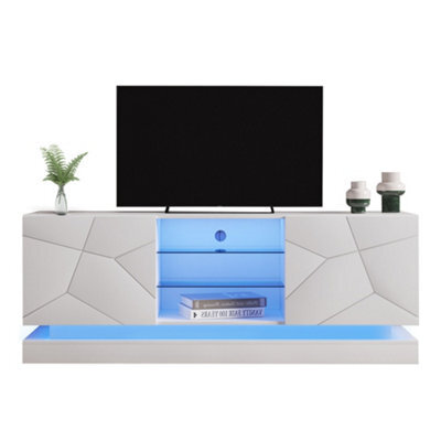 Btm High Gloss Led Tv Cabinet Stand Unit For 70 Inch Tv Home Storage Console 160 By 38 By 60 Cm - image 1