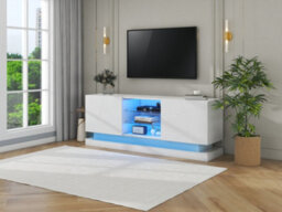 Btm High Gloss Led Tv Cabinet Stand Unit For 70 Inch Tv Home Storage Console 160 By 38 By 60 Cm - thumbnail 9