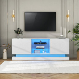 Btm High Gloss Led Tv Cabinet Stand Unit For 70 Inch Tv Home Storage Console 160 By 38 By 60 Cm - thumbnail 8