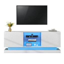 Btm High Gloss Led Tv Cabinet Stand Unit For 70 Inch Tv Home Storage Console 160 By 38 By 60 Cm - thumbnail 5