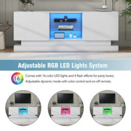 Btm High Gloss Led Tv Cabinet Stand Unit For 70 Inch Tv Home Storage Console 160 By 38 By 60 Cm - thumbnail 3