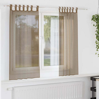 Berkfield Voile Curtains With Loops 2 Pcs Light Brown 140X175 Cm - image 1