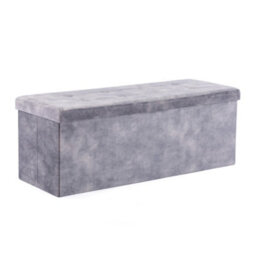 Hnnhome 110X40X40Cm Velvet Pouffe Folding Storage Ottoman Footstool Box Toy Chest With Lid, Foldable Foot Stool Seat(Lava) - thumbnail 1