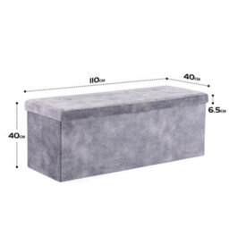 Hnnhome 110X40X40Cm Velvet Pouffe Folding Storage Ottoman Footstool Box Toy Chest With Lid, Foldable Foot Stool Seat(Lava) - thumbnail 3