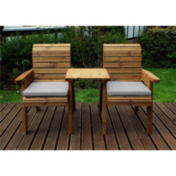Marlborough Wooden Straight Love Seat With 2 X Chair Cushion Grey & 1 X Fitted Cover - thumbnail 1