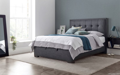 Europa Kaydian Falstone Upholstered Ottoman Storage Bed: Classic Slate Grey Fabric With Hidden Storage - image 1