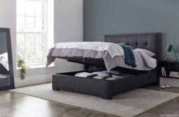 Europa Kaydian Falstone Upholstered Ottoman Storage Bed: Classic Slate Grey Fabric With Hidden Storage - thumbnail 2