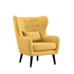 More4Homes Winslow Wing Back Occasional Bedroom Living Room Button Back Linen Fabric Accent Chair Armchair (Mustard W Footstool) - thumbnail 4
