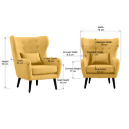 More4Homes Winslow Wing Back Occasional Bedroom Living Room Button Back Linen Fabric Accent Chair Armchair (Mustard W Footstool) - thumbnail 9