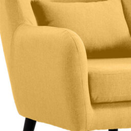 More4Homes Winslow Wing Back Occasional Bedroom Living Room Button Back Linen Fabric Accent Chair Armchair (Mustard W Footstool) - thumbnail 6