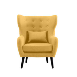 More4Homes Winslow Wing Back Occasional Bedroom Living Room Button Back Linen Fabric Accent Chair Armchair (Mustard W Footstool) - thumbnail 3