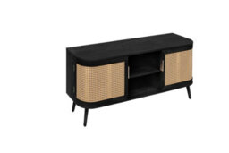 Rattan Tv Entertainment Unit Curved Black Small Cabinet Birlea Sark - thumbnail 8