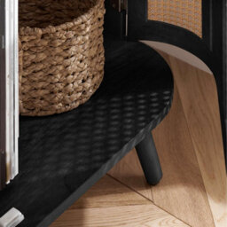 Rattan Tv Entertainment Unit Curved Black Small Cabinet Birlea Sark - thumbnail 7