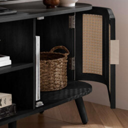 Rattan Tv Entertainment Unit Curved Black Small Cabinet Birlea Sark - thumbnail 4