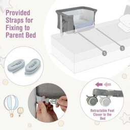 Costway 3-In-1 Baby Bedside Bassinet Crib Height-Adjustable Infant Newborn Cot Bed-Grey - thumbnail 9