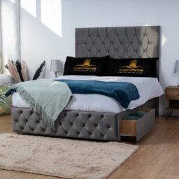 UKBEDFURNITURE Monaco Steel Plush  Divan Bed Base With 26 Inch Headboard - No Storage - thumbnail 2