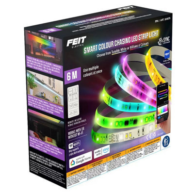 Xample Feit 19.6Ft Smart Led Colour Chase Strip Lights Indoor Rgb Light Strip With Remote, App & Voice Control, Scheduling & Automation - image 1