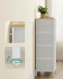 Songmics 5 Drawer Fabric Storage Unit, Cloth Storage Drawers Cabinet, For Entryway, Living Room, Oak White - thumbnail 7