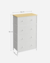Songmics 5 Drawer Fabric Storage Unit, Cloth Storage Drawers Cabinet, For Entryway, Living Room, Oak White - thumbnail 2